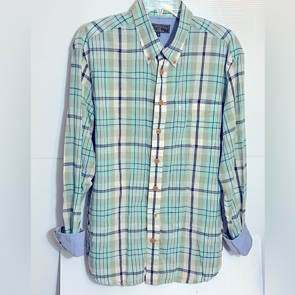J L POWELL MEN’S SHIRT LONG SLEEVE COTTON BUTTON DOWN SHIRT SIZE MEDIUM